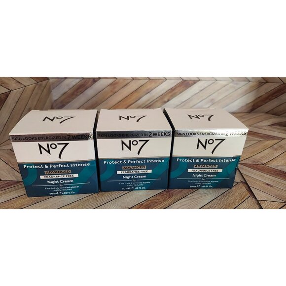 New No7 Protect & Perfect Intense Advanced Night Cream 1.69 oz Set of 3 - Picture 1 of 4